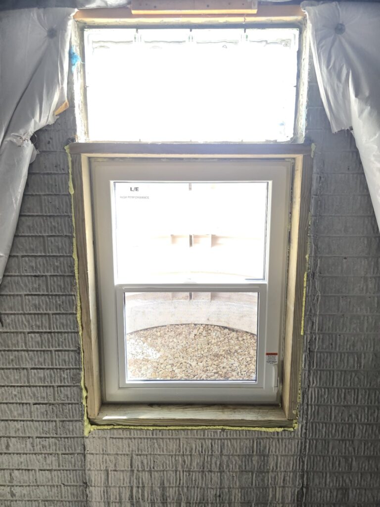 Interior egress window at an angle