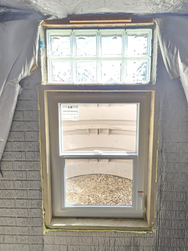 Wide view of interior egress window