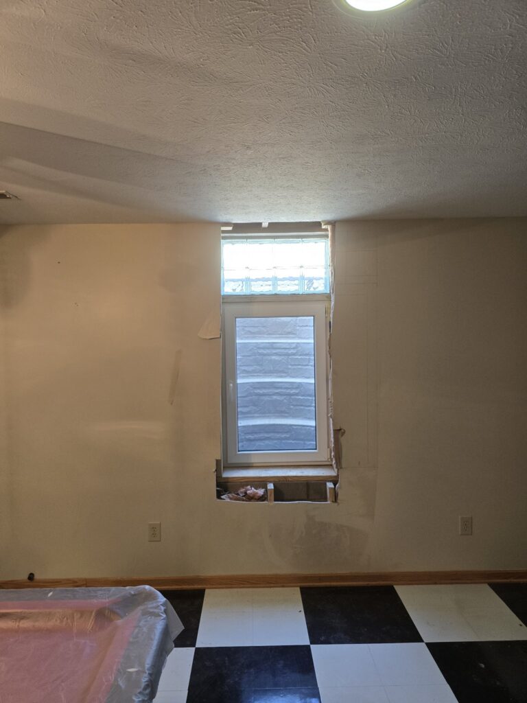 Finished basement with egress window